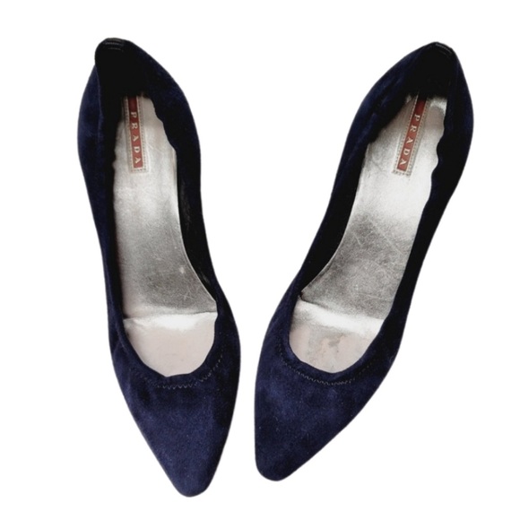 Prada Women's Navy Blue Suede Pumps - Picture 1 of 12